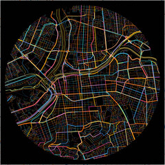 Colorful Map of Culiacan, Sinaloa with all major and minor roads.