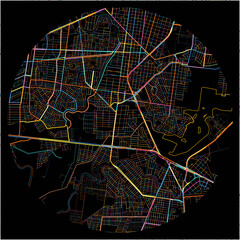 Colorful Map of Reynosa, Tamaulipas with all major and minor roads.