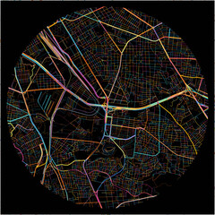 Colorful Map of Tlaquepaque, Jalisco with all major and minor roads.