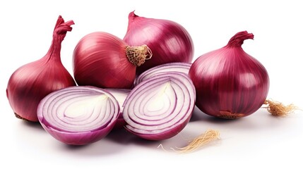 red onions on white background