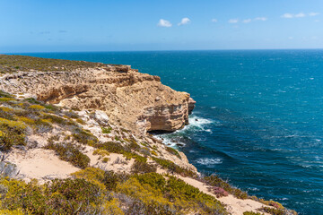 Grandstand/Shellhouse: views of the rugged cliffs on the coastline of Kalbarri National Park, Western Australia.