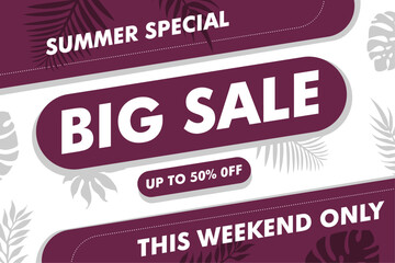 Template for summer sale with tropical on the background