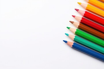 Fototapeta premium A group Colored pencils row on white background