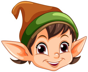 Cute Elf Head Cartoon Character