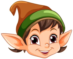 Photo sur Plexiglas Enfants Cute Elf Head Cartoon Character