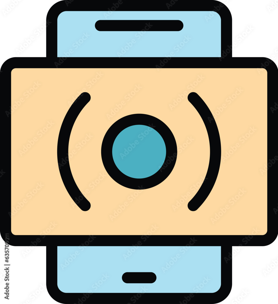 Poster touch point icon outline vector. digital screen. app hand color flat