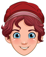 Male teen cartoon wearing hat