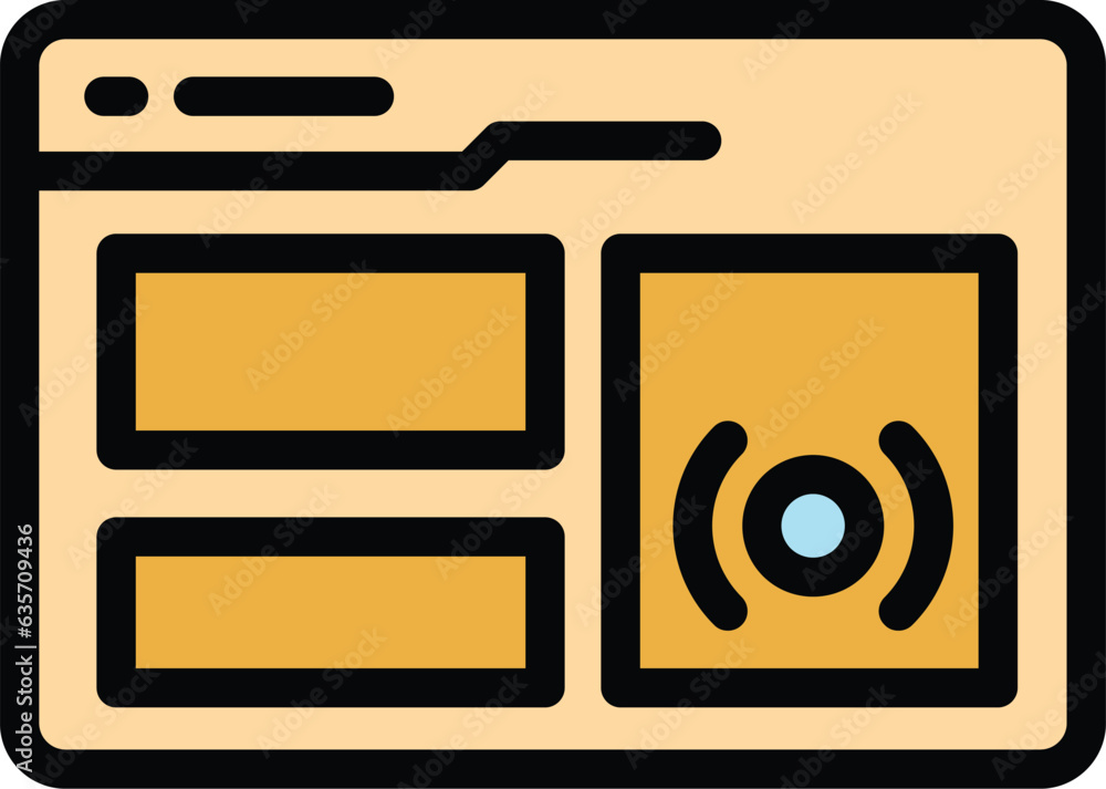 Poster smart web click icon outline vector. phone app. finger button color flat