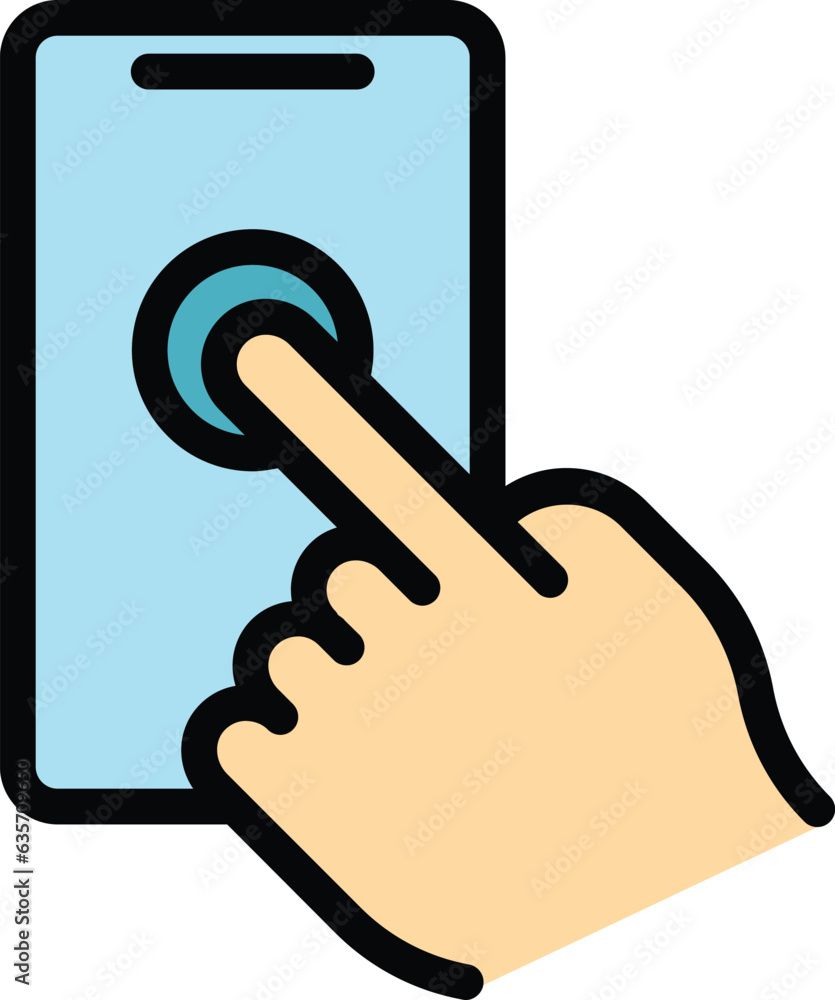 Aufkleber phone touch point icon outline vector. digital screen. smart click color flat