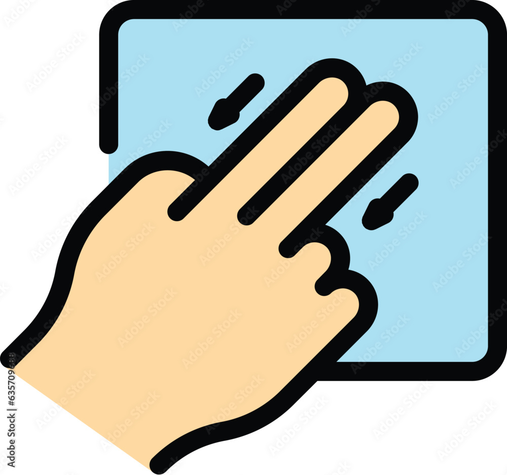 Poster smart finger move icon outline vector. click button. mobile device color flat