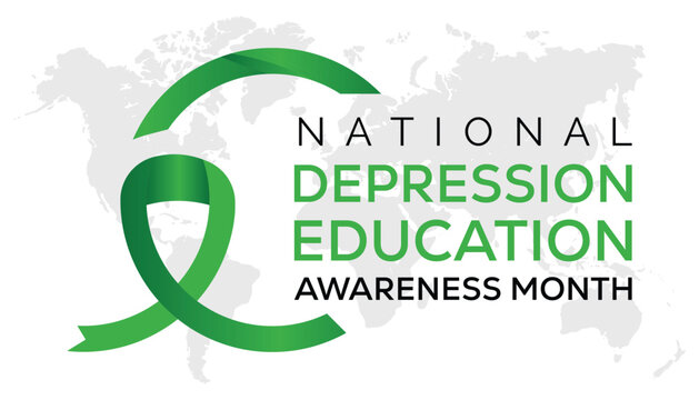 Vector illustration on the theme of national Depression education and awareness month observed each year during October greeting card, poster with background. - Powered by Adobe