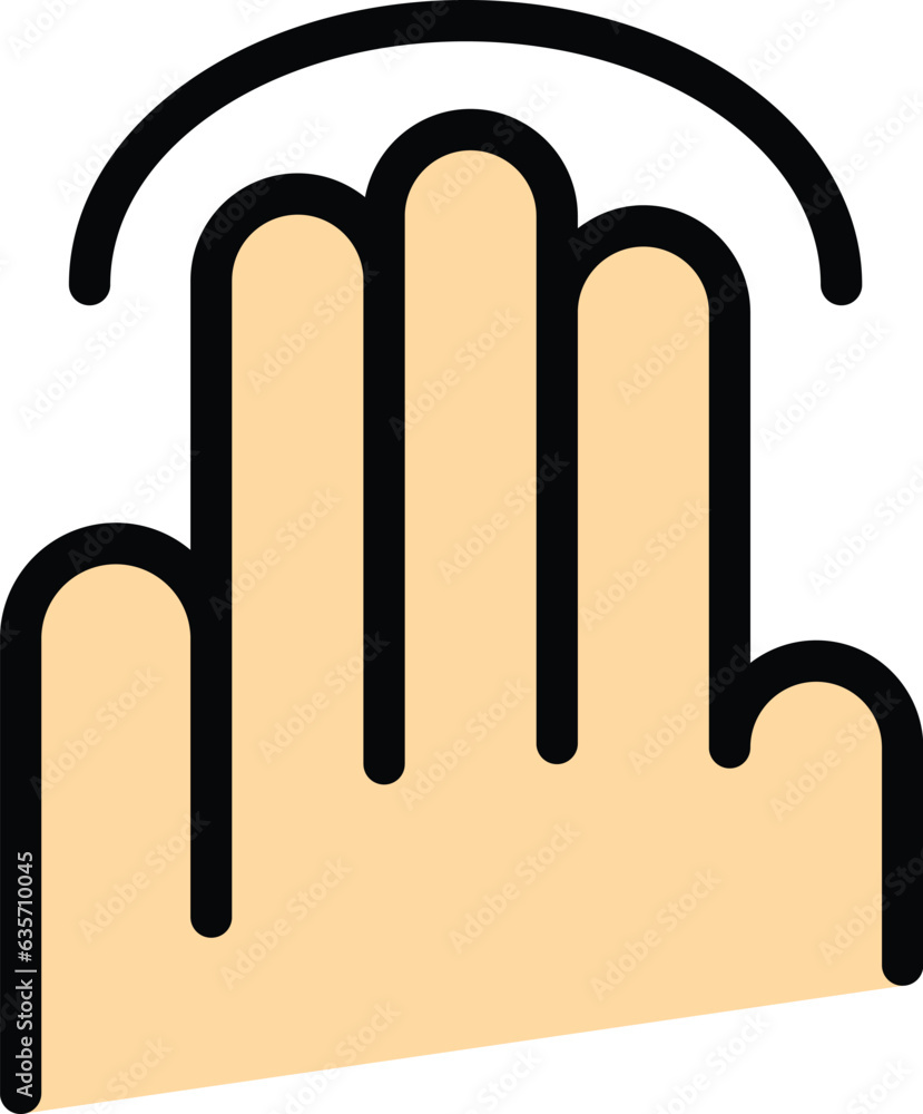 Poster hand move icon outline vector. smart app. button press color flat