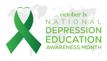 Vector illustration on the theme of national Depression education and awareness month observed each year during October greeting card, poster with background.
