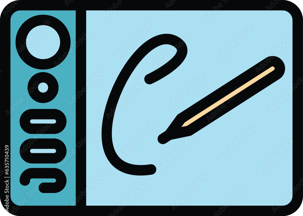 Aufkleber draw smart tab icon outline vector. phone app. tablet point color flat
