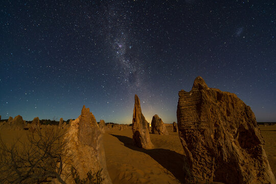 Night sky at The Pinnacles desert in Western Australia.