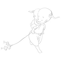 Traditional Thai Kid game cartoon illustration