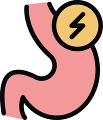 Stomach energy icon outline vector. Diet body. Human system color flat