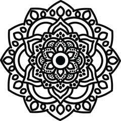 Easy Flowre Mandala coloring book simple and basic for beginners, seniors and children. Set of Mehndi flower pattern for Henna drawing and tattoo. Decoration in ethnic oriental, Indian style.