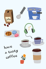 휴식을 위한 커 타임을 설명하는소품