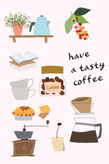 휴식을 위한 커 타임을 설명하는소품