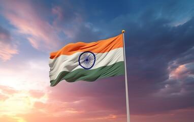 Indian flag waving in the air