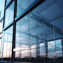 Exterior of shiny glass building