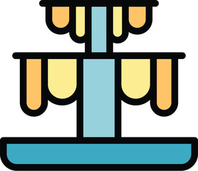 Cake pot icon outline vector. Chocolate candy. Egg bakery color flat