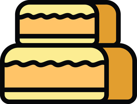 recommend clip art: Birthday cake icon outline vector. Chocolate candy. Cocoa cream color flat