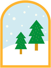 Happy Merry Christmas Windows with Snowscape View Icon