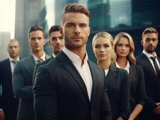 Obraz premium group of business people in the office self-confident company