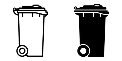 ofvs447 OutlineFilledVectorSign ofvs - garbage can vector icon . rubbish bin sign . side view . isolated transparent . black outline and filled version . AI 10 / EPS 10 / PNG . g11788 - obrazy, fototapety, plakaty
