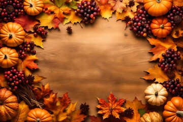 Naklejka na ściany i meble autumn leaves and pumpkins