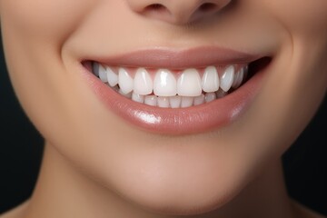 close up of  lips a woman smiling with white teeth