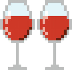 Wine glass pixel art vector