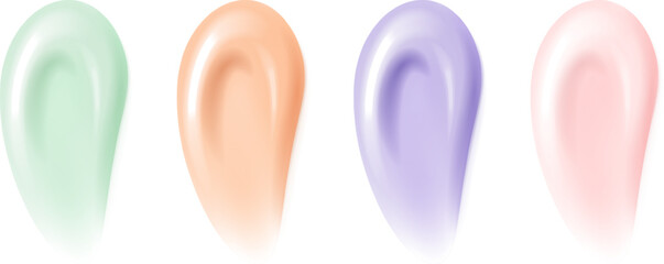 Essential skin cream texture. Lotion with combination of dermatology elements. Pastel glycolic collagen, retinol niacinamide, hualuron squalen, astaxantin and aha complex smear. Cosmetic skincare