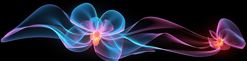 Linear abstraction. Orchid flower. Generative AI
