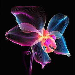 Linear abstraction. Orchid flower. Generative AI