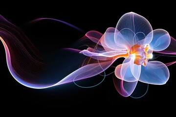 Linear abstraction. Orchid flower. Generative AI