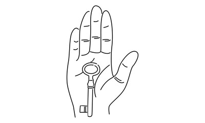line art of hand holding the keys