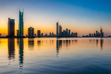 Fototapeta premium .modern skyscrapers can be seen from the corniche