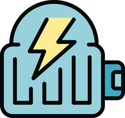 Full battery charge icon outline vector. Power energy. Low electric color flat