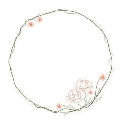 Peony flower frame illustration