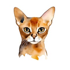 Brown cat head isolated on white background