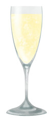 水彩で描いたシャンパンのイラスト／Illustration of champagne painted by watercolor