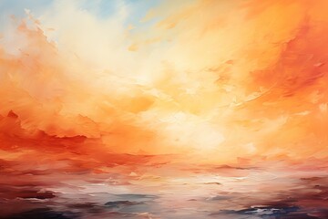 Naklejka na ściany i meble Vibrant Horizon Watercolor Texture in Sunset Orange, Energetic style. Created With Generative AI Technology