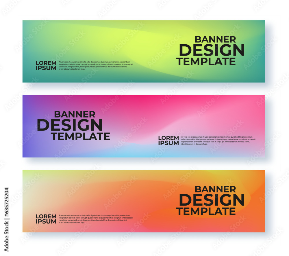 Poster abstract banner design template set. horizontal header minimalistic style with colorful gradient.