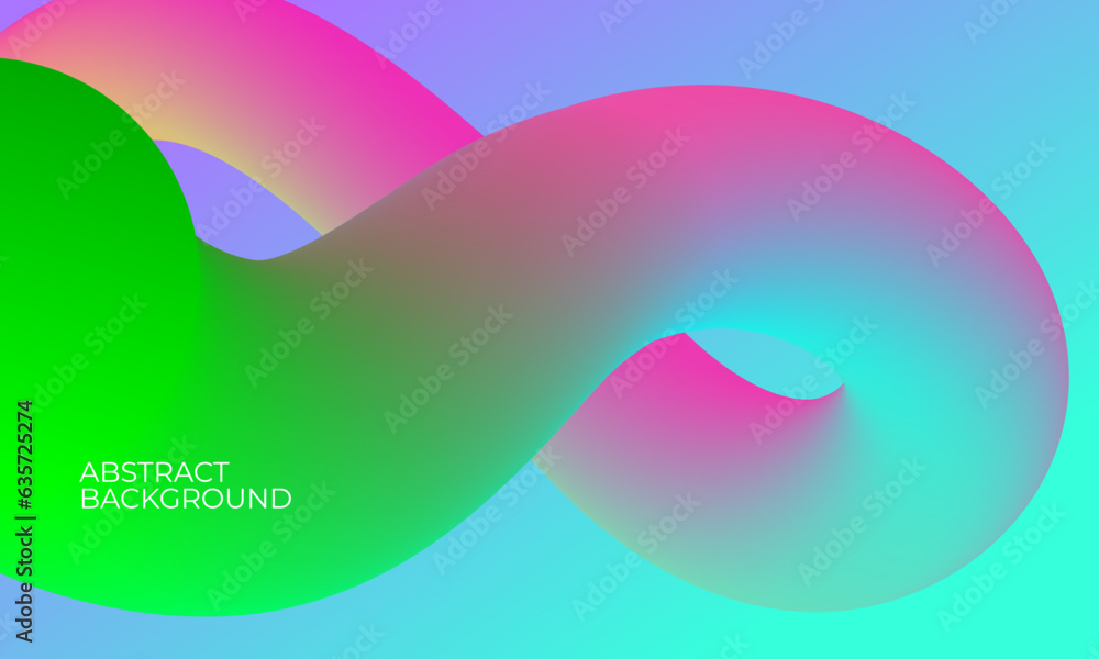 Poster trendy abstract background with colorful gradient fluid wave. 3d flow shape