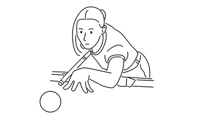 line art of woman playing pool billiards