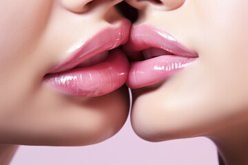 Naklejka premium Kissing Lips Close-Up