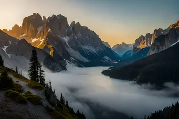 Foto op Plexiglas Tatra sunrise in the mountains